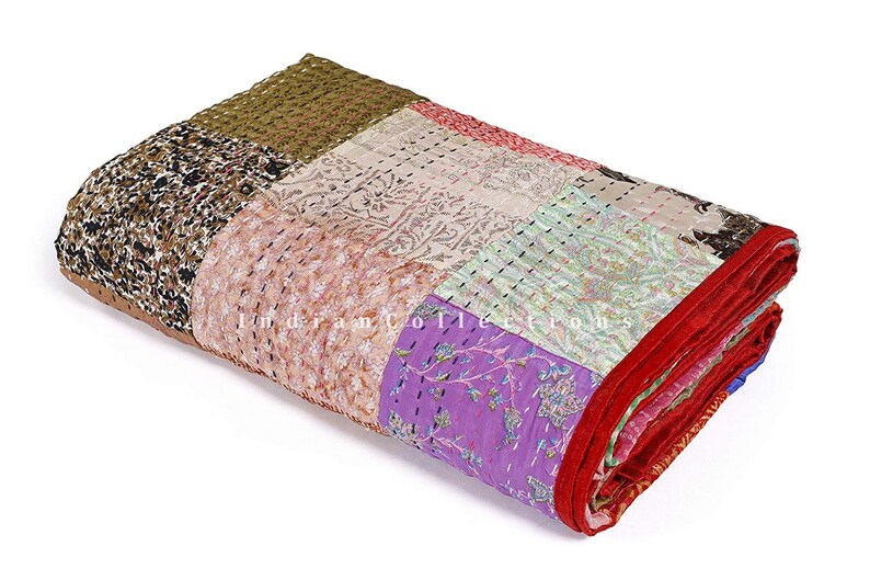 Indian Ethnic Quilt 100 Cotton Bohemian Quilt Silk Hand Quilting Work Patchwork Quilt King Vintage Throw Hippie Bedding Quilt Kantha Quilts Bedding Home Living Lifepharmafze Com