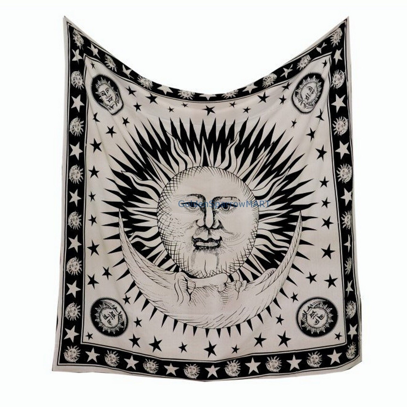 Black and White sun tapestry wall hanging tapestry mandala Etsy