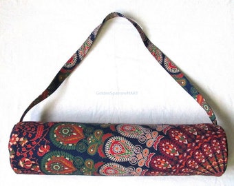 Details about / Indian Handmade Tie Dye Yellow Zodiac Yoga Mat Carrier Bag With Shoulder Strap