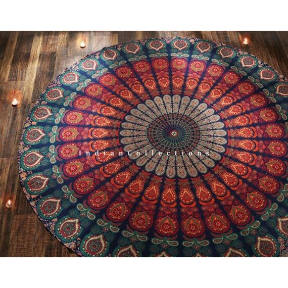 Antique Indian Mandala Round Tapestry Decor Home Yoga Mat Cotton Hippie Wall Art