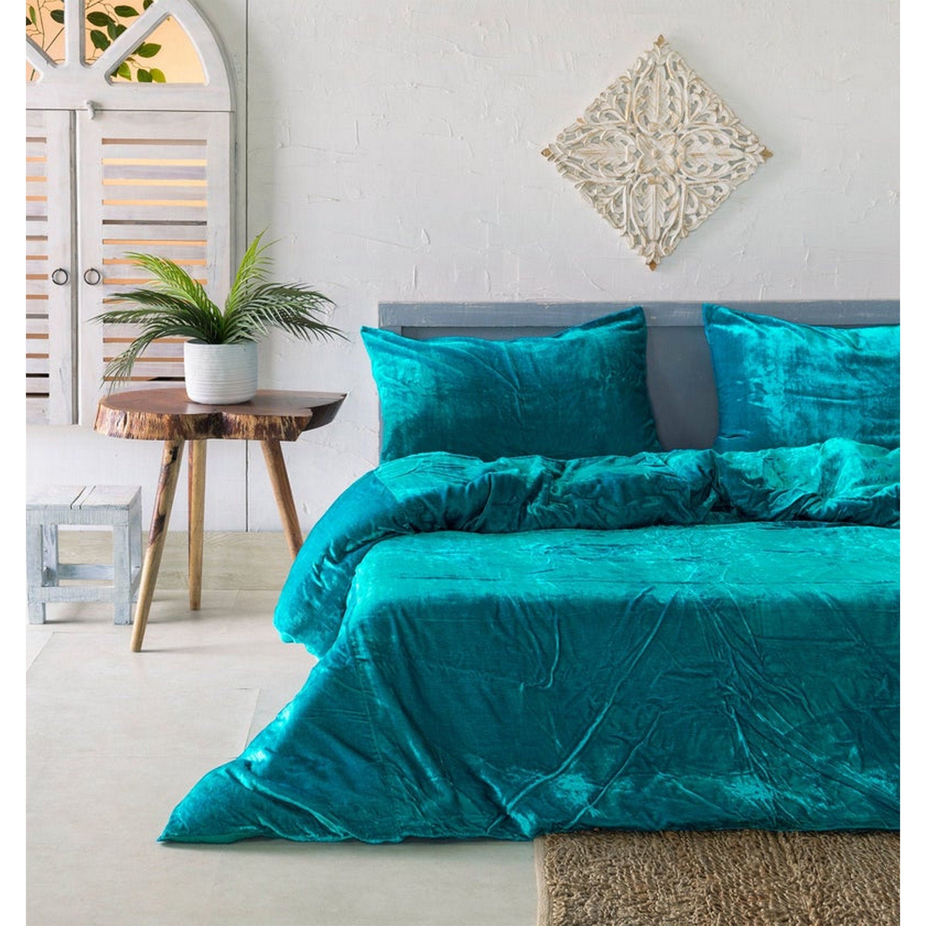 Turquoise blue Velvet Duvet Cover Ultra Luxe 3 Piece set Etsy