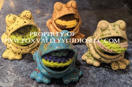 Vintage Ceramic Frog Sponge Holder Kitchen Decor Kitsch Sneakers Speckled