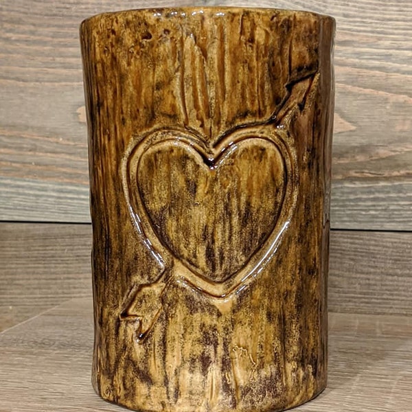 Heart Log Vase