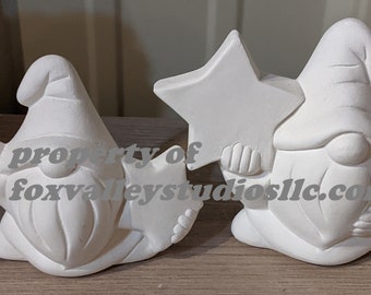 Star Gnome Set Ceramic Bisque Ready to Paint