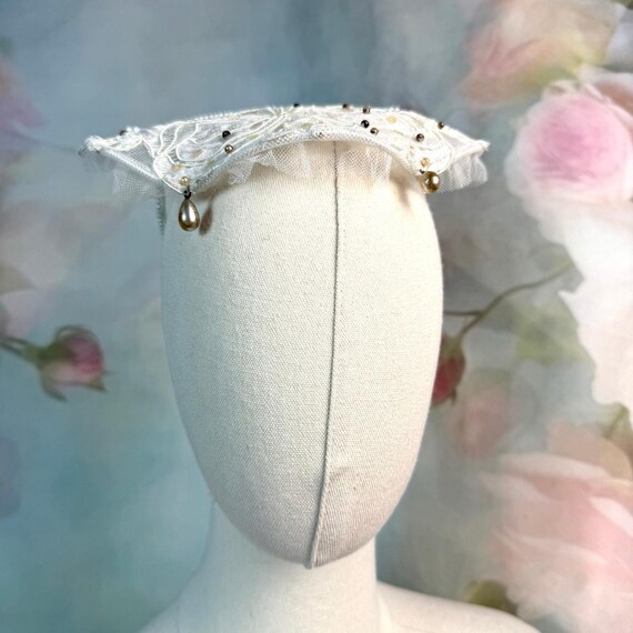 Vintage Floral Embellished White Hat Ball Cap in White With Vintage Flowers and Bling - Etsy main image 2