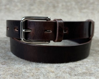 Brown leather belt for woman 1 inch wide. A gift for her. Gift for a woman. Christmas gift.