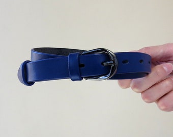 Leather belt women blue Belts for women Thin leather belt at the waist Gift for her Gift for women