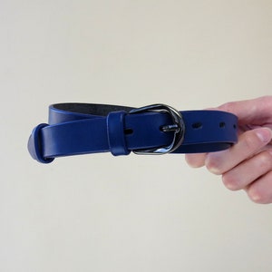 Leather belt women blue Belts for women Thin leather belt at the waist Gift for her Gift for women Royal blue