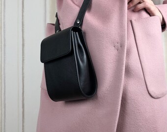 Leather crossbody bag small, Women's shoulder purse minimalist style, Crossbody phone case.