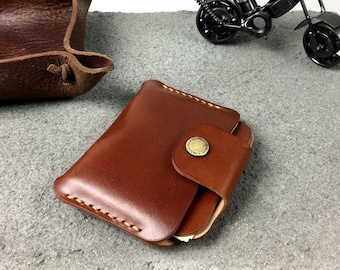Portefeuille avec poche frontale Portefeuille minimaliste pour femme Porte-cartes de visite en cuir Petit portefeuille pour homme Porte-cartes de crédit