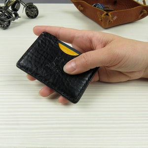 Leather business card holder Leather credit card holder Slim wallet Front pocket wallet Minimalist leather wallet image 2