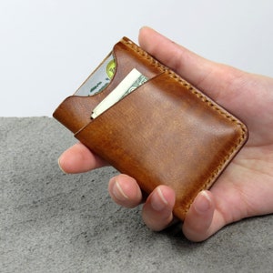 Carteras minimalistas de cuero para mujeres y hombres, pequeñas, delgadas, con bolsillo frontal, tarjetero, funda para tarjeta de crédito