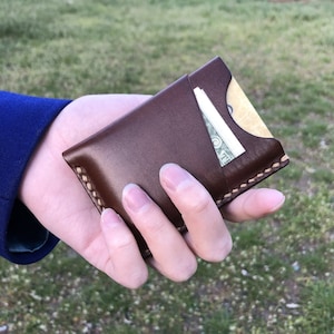 Cartera minimalista para hombre y mujer Cartera de bolsillo frontal Cartera pequeña de cuero Tarjetero Funda para tarjeta de crédito Tarjetero Marrón