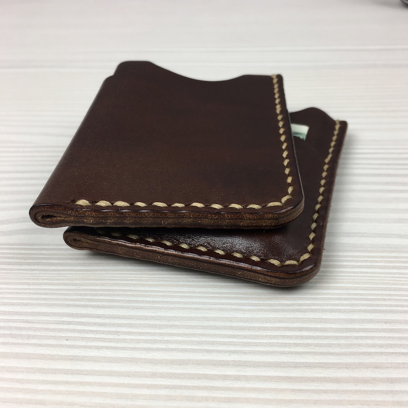 Cartera minimalista para hombre y mujer Cartera de bolsillo frontal Cartera pequeña de cuero Tarjetero Funda para tarjeta de crédito Tarjetero imagen 9