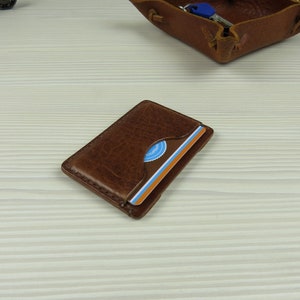 Leather business card holder Leather credit card holder Slim wallet Front pocket wallet Minimalist leather wallet Brown