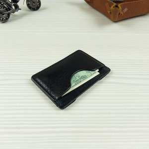 Leather business card holder Leather credit card holder Slim wallet Front pocket wallet Minimalist leather wallet image 9