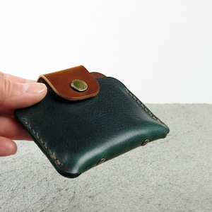 Cartera pequeña de piel para mujer y hombre Cartera de bolsillo frontal Tarjetero de piel Mini cartera Funda para tarjetas de crédito imagen 7