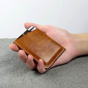Carteras minimalistas de cuero para mujeres y hombres, pequeñas, delgadas, con bolsillo frontal, tarjetero, funda para tarjeta de crédito imagen 2