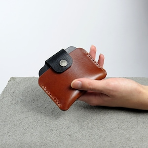 Cartera pequeña de piel para mujer y hombre Cartera de bolsillo frontal Tarjetero de piel Mini cartera Funda para tarjetas de crédito imagen 2
