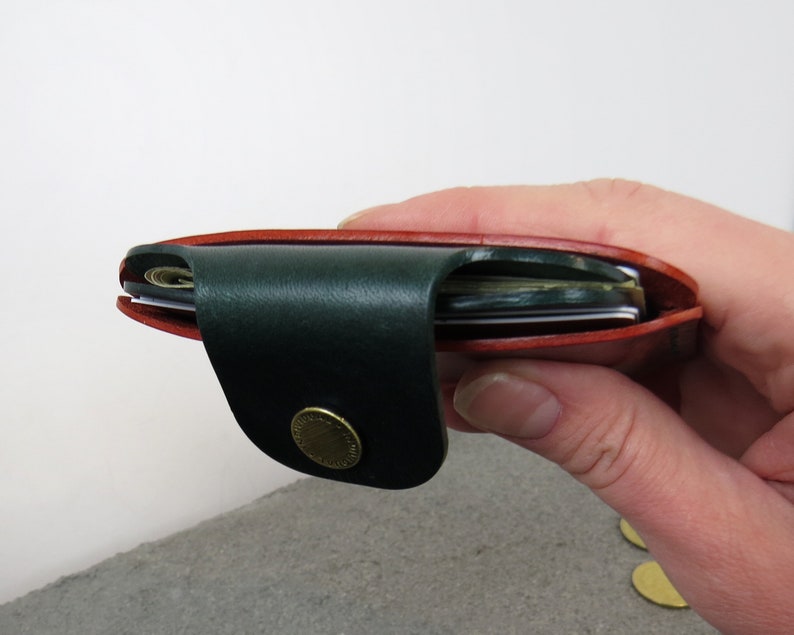 Cartera pequeña de piel para mujer y hombre Cartera de bolsillo frontal Tarjetero de piel Mini cartera Funda para tarjetas de crédito imagen 9