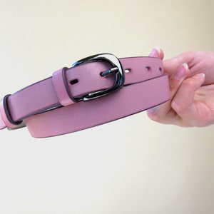 Leather belt women blue Belts for women Thin leather belt at the waist Gift for her Gift for women Lavender pink