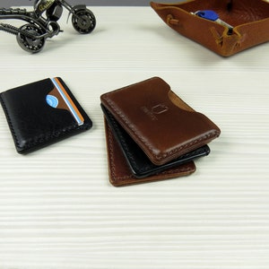 Leather business card holder Leather credit card holder Slim wallet Front pocket wallet Minimalist leather wallet image 6