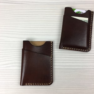 Cartera minimalista para hombre y mujer Cartera de bolsillo frontal Cartera pequeña de cuero Tarjetero Funda para tarjeta de crédito Tarjetero imagen 8