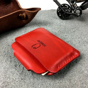 Small minimalist leather wallet card holder for men and women, Girls slim mini wallet and boys. Business card case image 10