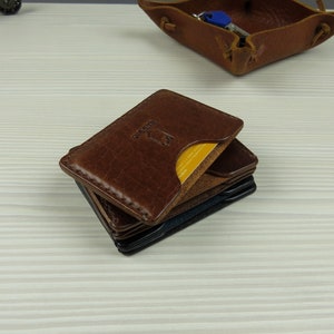 Leder Visitenkartenetui Leder Kreditkartenetui Schlanke Geldbörse Geldbörse aus Leder mit vorderer Tasche Minimalistische Brieftasche aus Leder