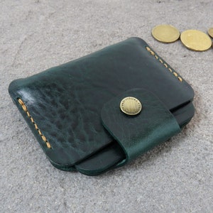 Portafoglio minimalista. Porta biglietti da visita. Piccolo portafoglio in pelle per uomo e donna. Portafoglio sottile con tasca frontale.