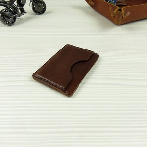 Leather business card holder Leather credit card holder Slim wallet Front pocket wallet Minimalist leather wallet image 10