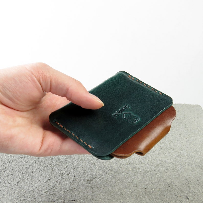Cartera pequeña de piel para mujer y hombre Cartera de bolsillo frontal Tarjetero de piel Mini cartera Funda para tarjetas de crédito imagen 6