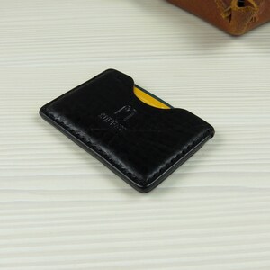 Leather business card holder Leather credit card holder Slim wallet Front pocket wallet Minimalist leather wallet Black