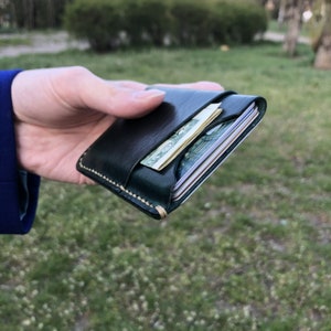 Cartera minimalista para hombre y mujer Cartera de bolsillo frontal Cartera pequeña de cuero Tarjetero Funda para tarjeta de crédito Tarjetero imagen 5
