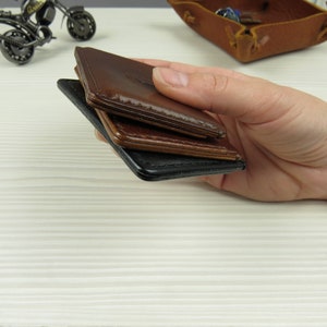 Leather business card holder Leather credit card holder Slim wallet Front pocket wallet Minimalist leather wallet image 7