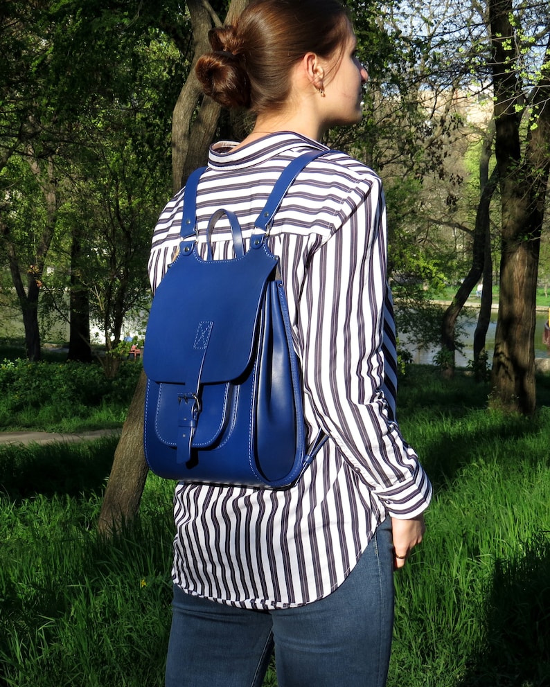 Men Leather Backpack Brown Backpack Women Small Laptop Etsy