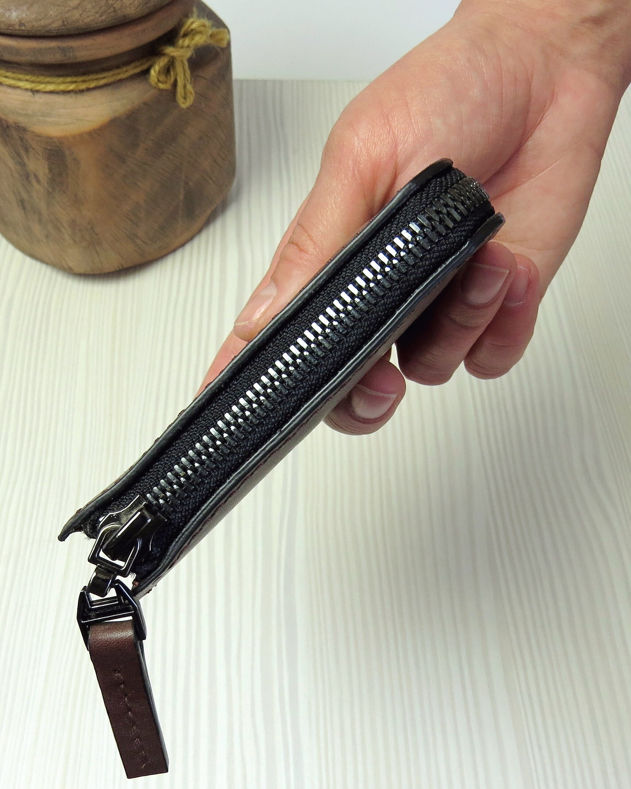 The Real Leather Company Wallet Mens Leather Zip Around Wallet