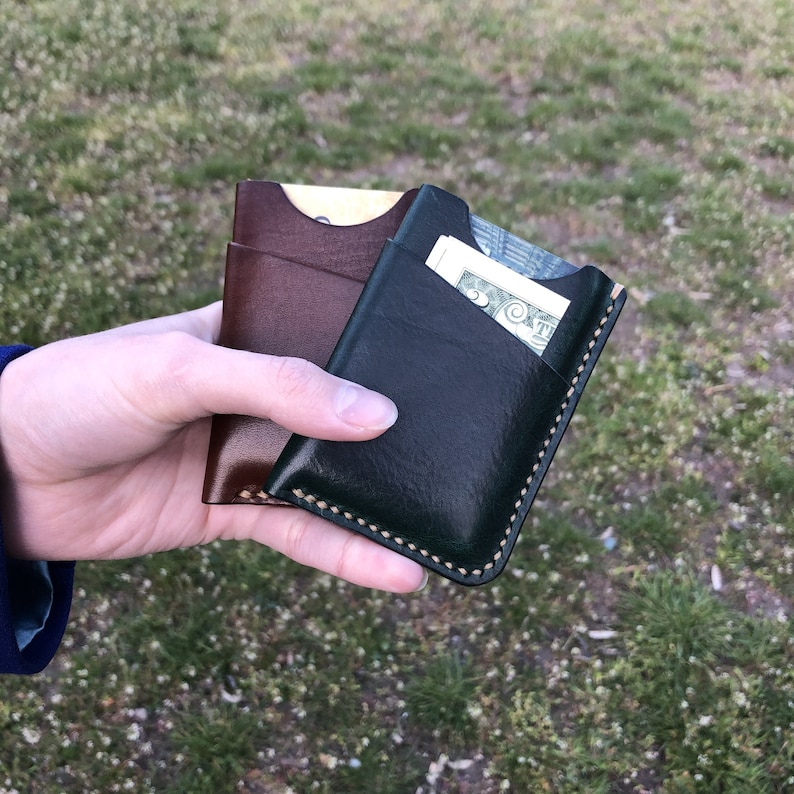 Cartera minimalista para hombre y mujer Cartera de bolsillo frontal Cartera pequeña de cuero Tarjetero Funda para tarjeta de crédito Tarjetero imagen 3