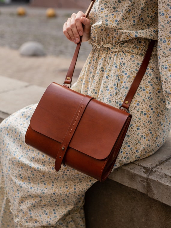 Leather Crossbody Bag for Women Copper Leather Crossbody Purse