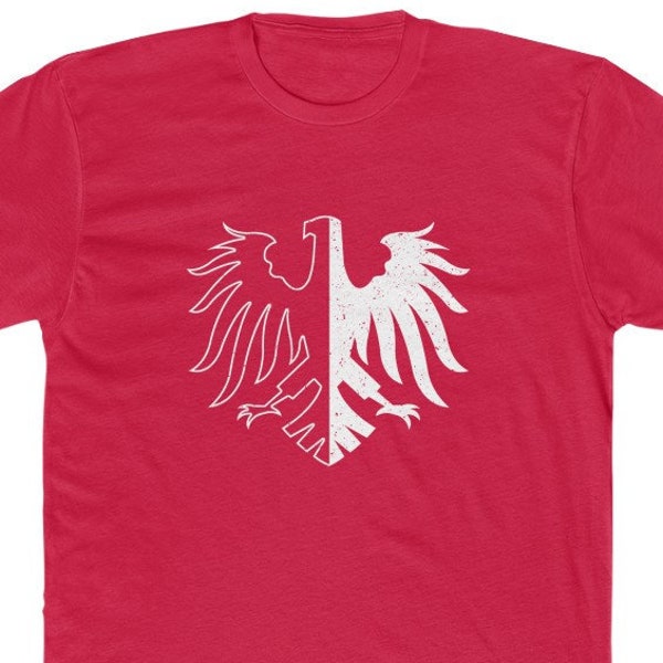 Polish T-Shirt Heritage Half/Half Eagle Coat of Arms Polish Flag Unisex Cotton Crew Tee