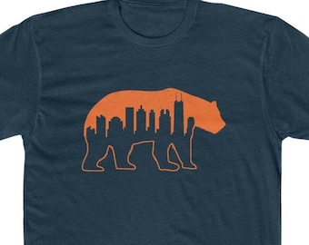 Chicago Football Shirt - Chicago Skyline - UNISEX Cotton Crew Tee