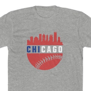 Chicago Cubs Shirt Classic Skyline and Baseball Unisex Cotton Crew Tee