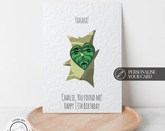 Legend of Zelda | Korok | Personalised name and age Birthday card | Yahaha You found me | boys and girls | Kids birthday | geek fan gift