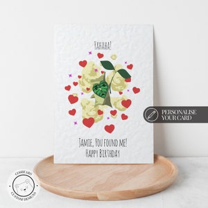Tarjeta de corazón de amor de Leyenda de Zelda / Korok / Yahaha Me encontraste / niños y niñas / cumpleaños, día de San Valentín, aniversario / regalo para fanáticos geek