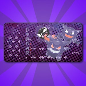 Gengar, Haunterm Ghastly Playmat TCG Card Mat Desk Mat Mat Cadeaux pour les geeks Anniversaire Fan de Pokémon Cadeau pour lui Nom personnalisé du tapis de jeu Pokémon