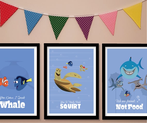 Finding Nemo Set De 3 Print Dory Crush Bruce Nino Bebe Etsy