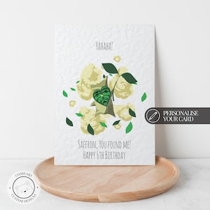 Tarjeta de cumpleaños de Korok / Fans de Legend of Zelda / Edad con nombre personalizado / Regalo de jugador / Tarjeta de cumpleaños personalizada / Divertido Yahaha You Found Me