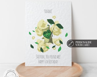 Korok Birthday Card | Legend of Zelda Fans | Custom Name Age | Gamer Gift | Personalized Birthday Card | Funny Yahaha You Found Me