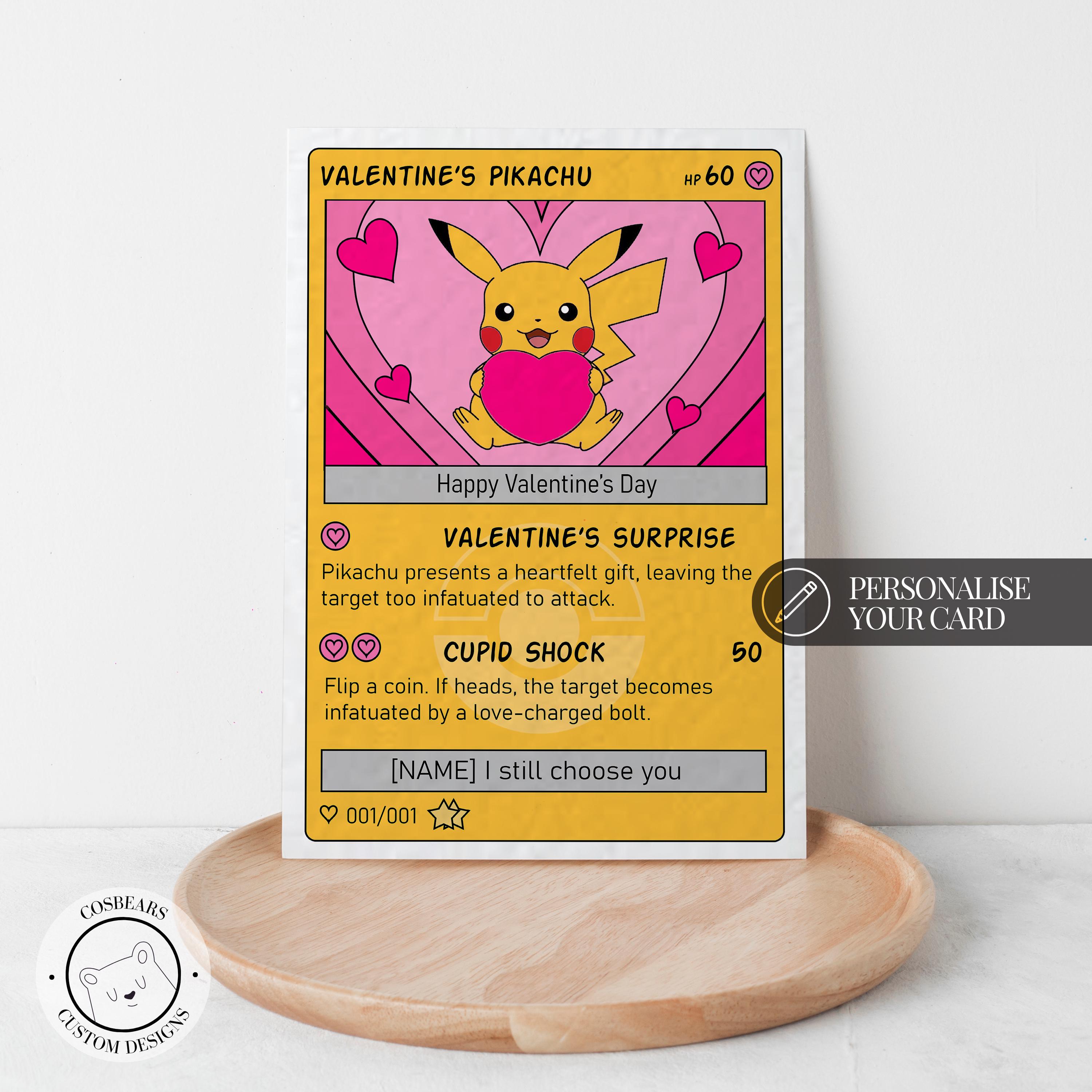 Pikachu Valentine Card - Etsy Australia