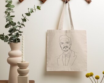 Pedro Pascal Natural Cotton Tote Bag, Reusable Bag, Shopping Bag, Cute Tote Bag, Gifts for her, Gifts for him, Shoulder Bag, Pedro Daddy